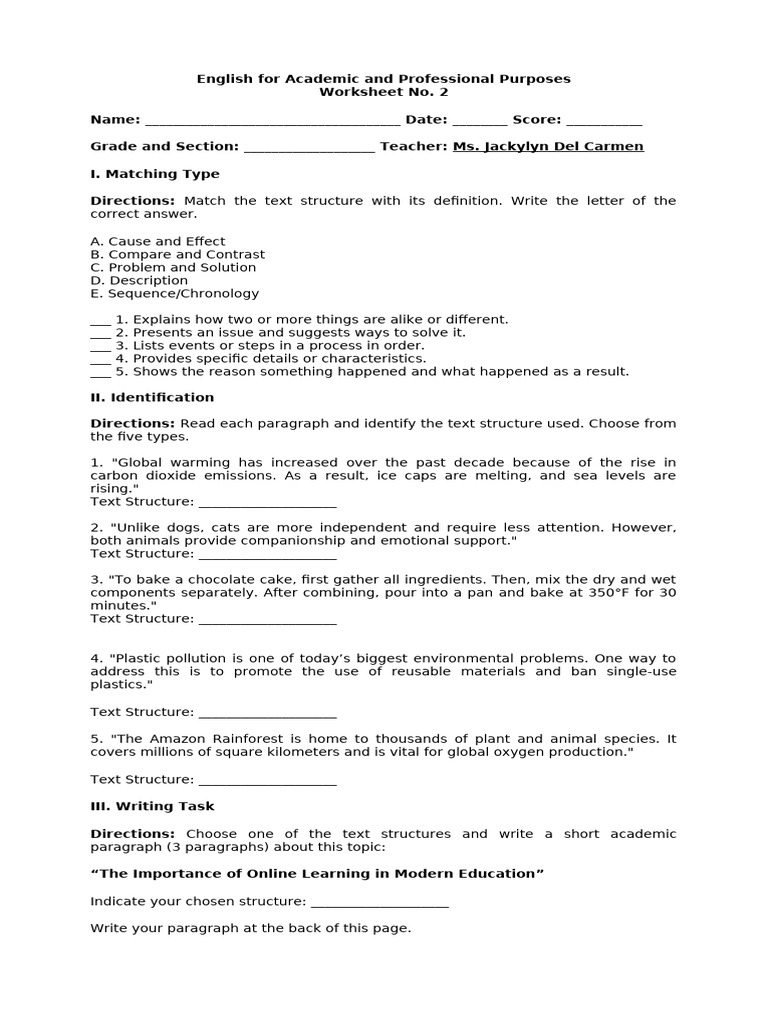 EAPP - Worksheet No. 2 | PDF