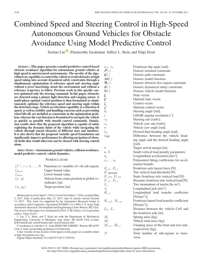High-Speed Obstacle Avoidance in AVs | PDF | Lidar | Mathematical ...