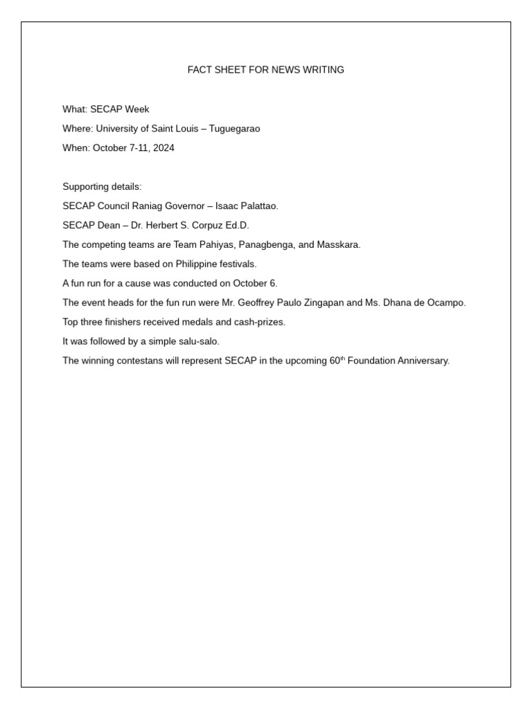 SECAP Week Fact Sheet 2024 | PDF