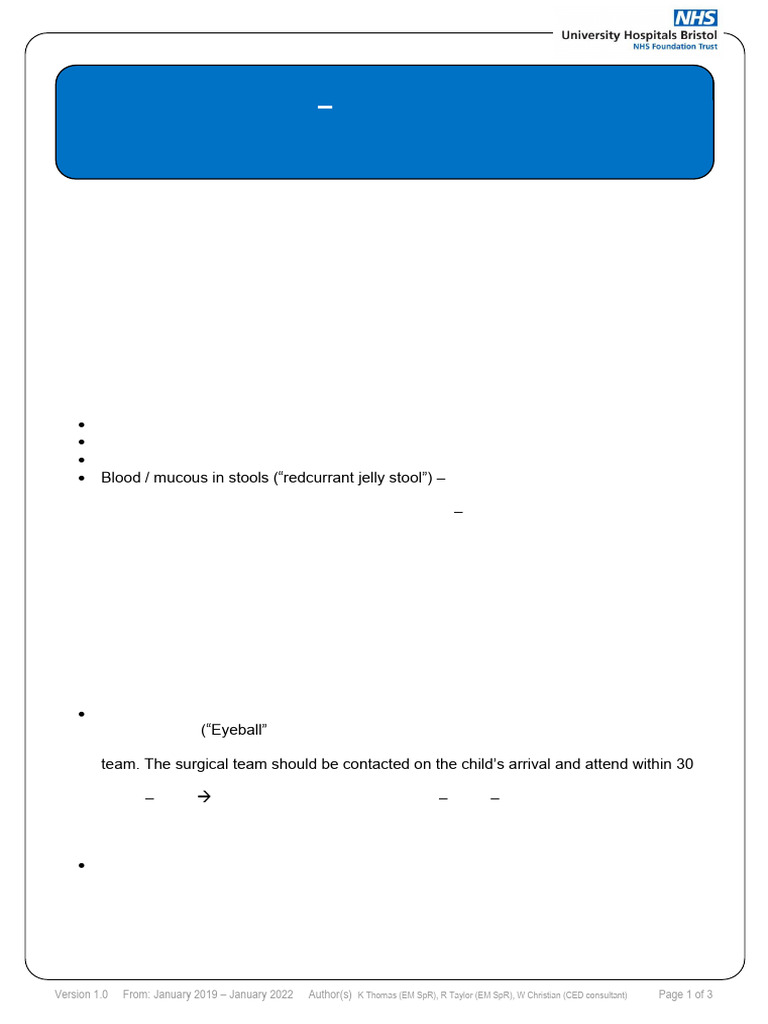 Intussusception Management Guidelines for ED | PDF | Gastroenterology ...
