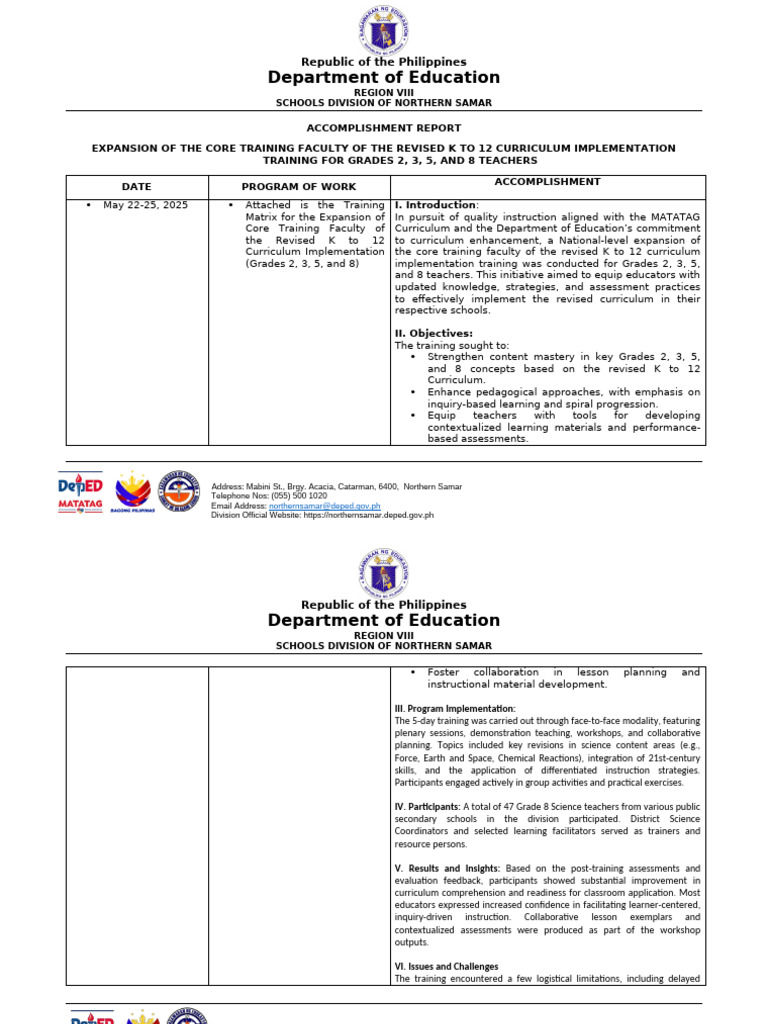 Neap Training for K to 12 Teachers | PDF | Curriculum | Teachers
