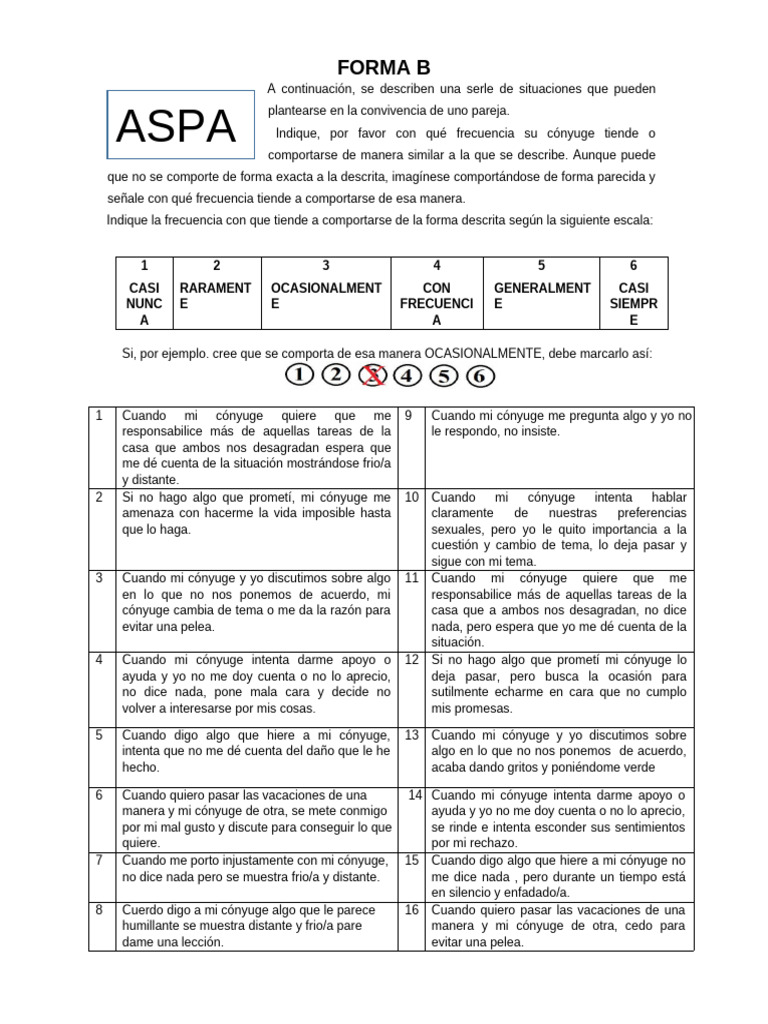 Frecuencia de Comportamientos en Parejas | PDF