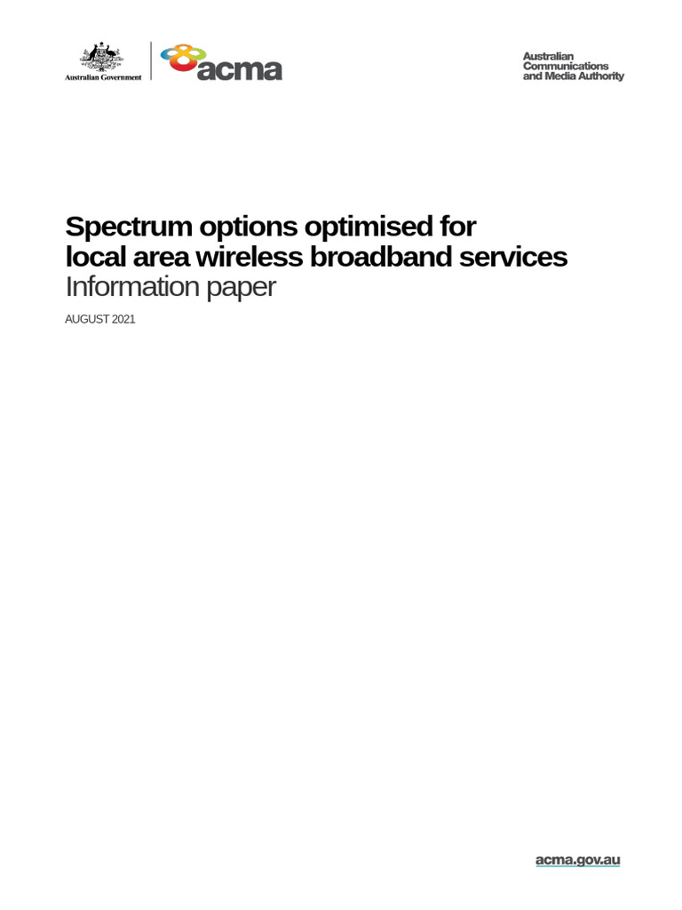 Spectrum Options Optimised For Local Area Wireless Broadband Services ...