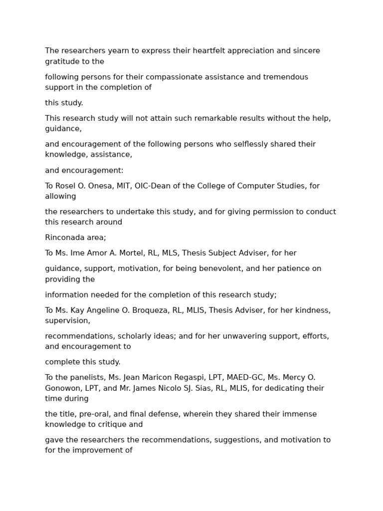 Research Study Acknowledgments | PDF | Scientific Method | Science