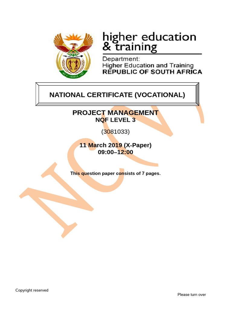 Nc2530 - Project Management l3 QP Supp 2019 | PDF | Recycling | Project ...