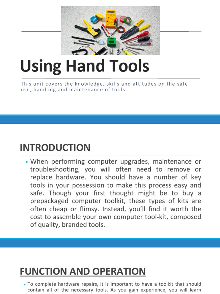 Essential Hand Tools for Computer Repair | PDF | Electrostatic ...