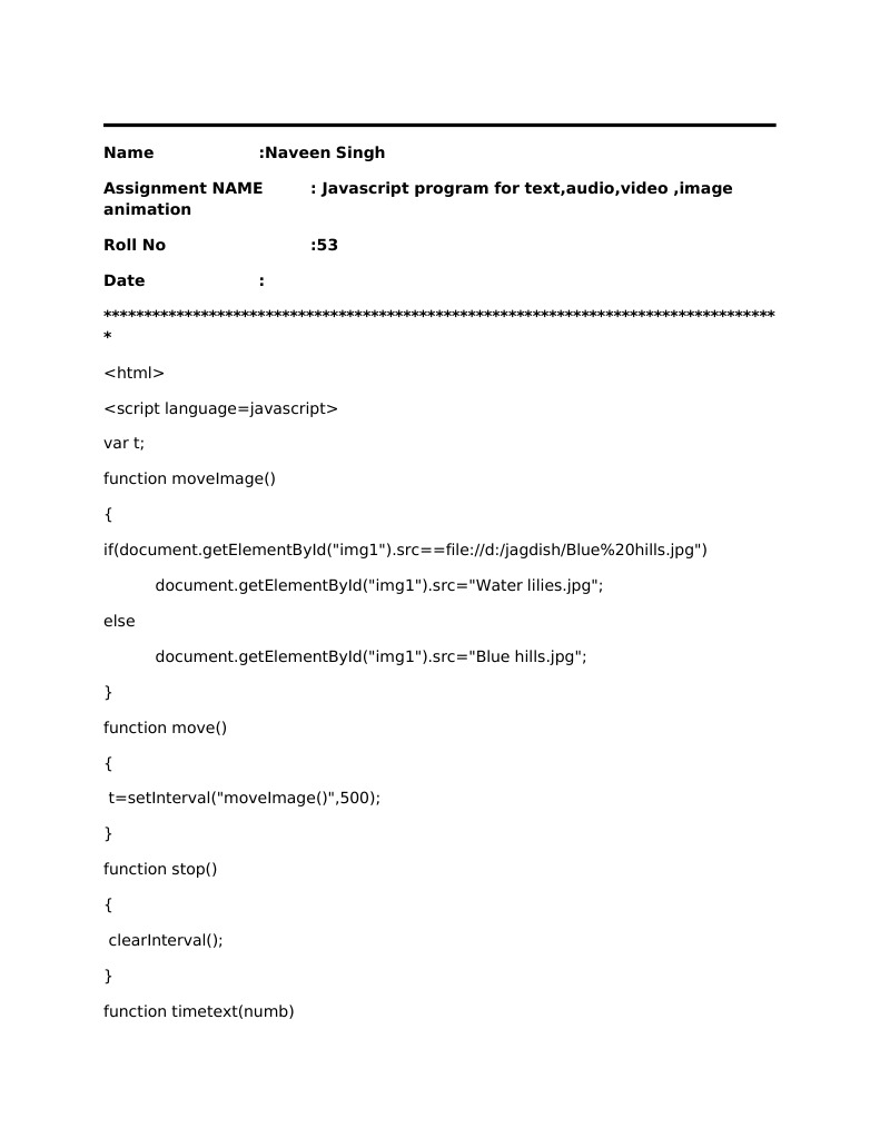 Name:Naveen Singh Assignment NAME: Javascript Program For Text, Audio ...