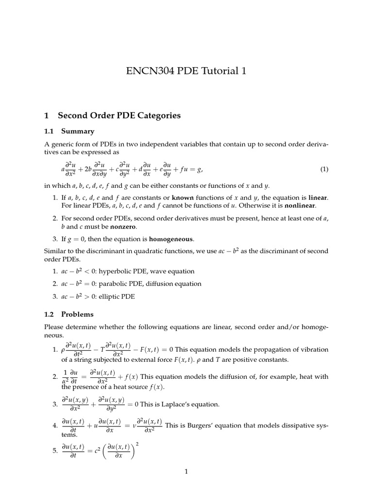 Second Order PDEs and Fourier Transform | PDF | Partial Differential ...