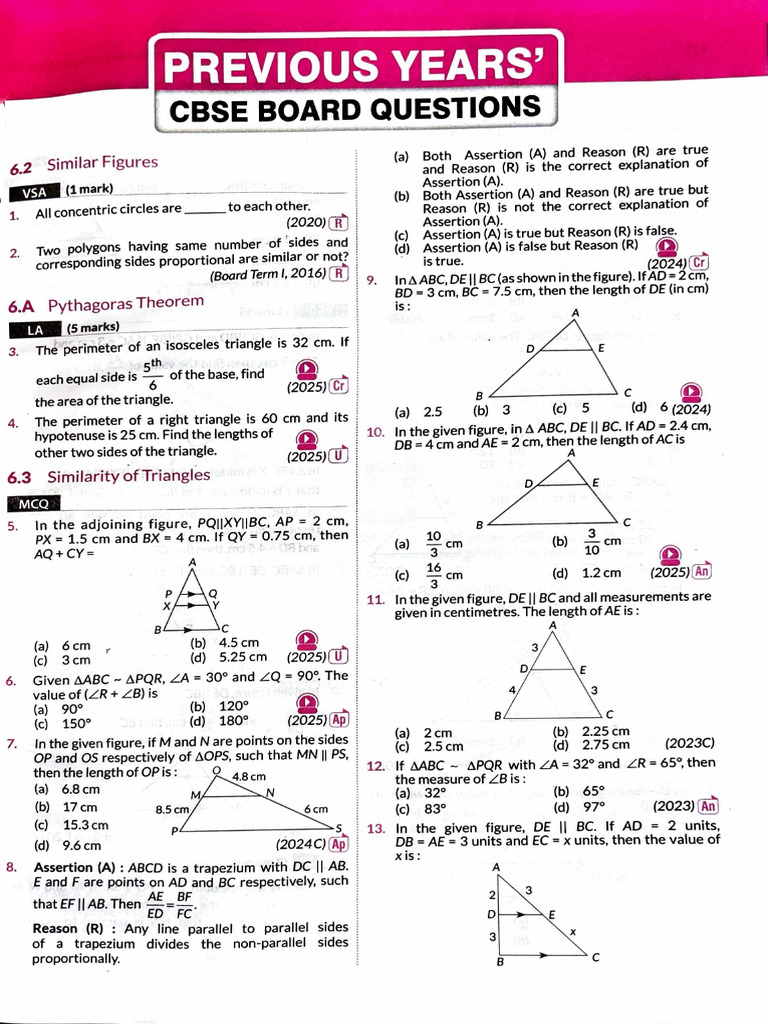 PYQ CH - 06 Triangles | PDF