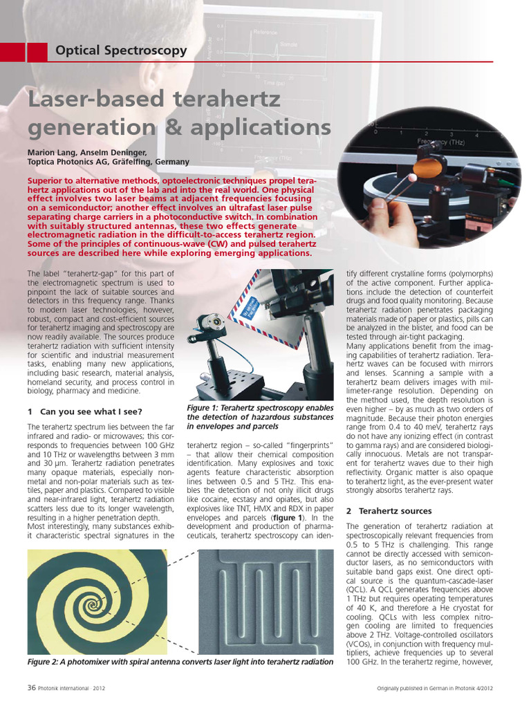 Terahertz Generation Techniques | PDF | Terahertz Radiation | Laser
