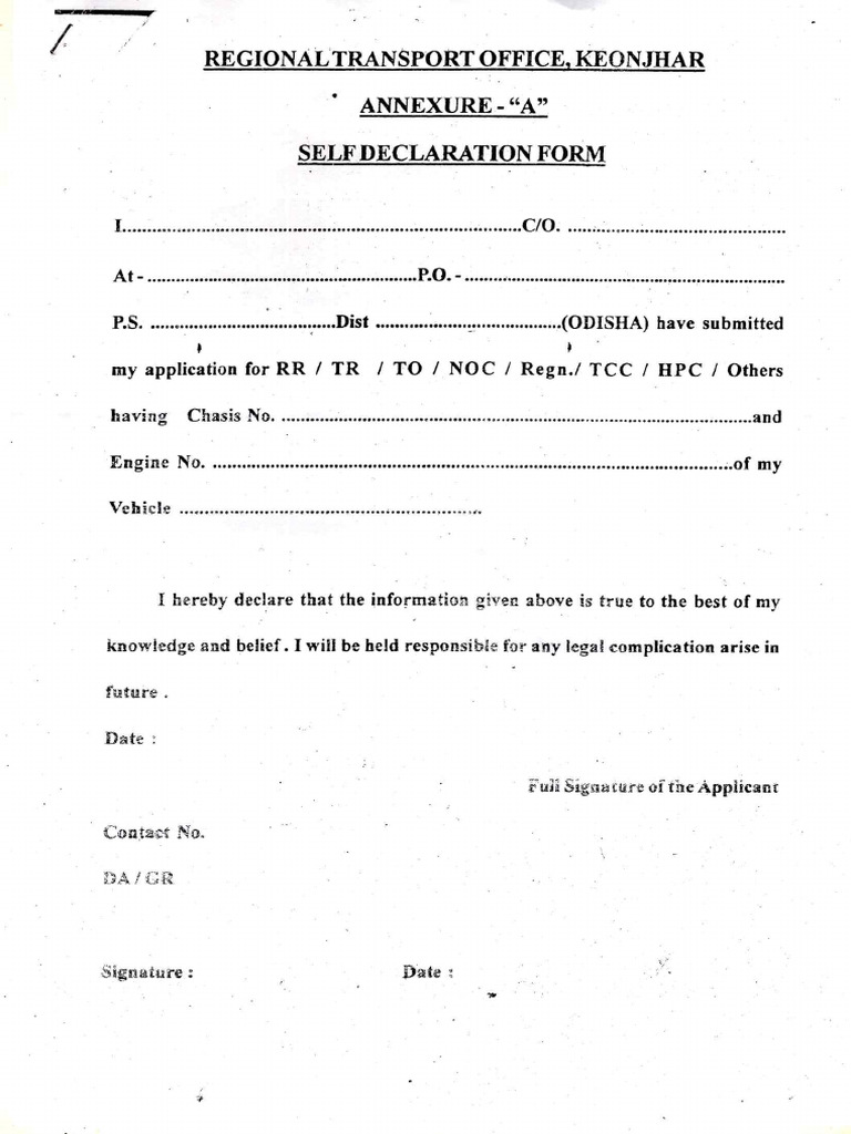 Rto Declaration | PDF