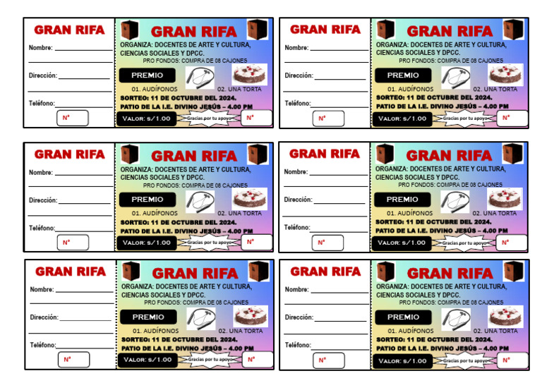 Rifa Escolar: Sorteo 11 de Octubre 2024 | PDF