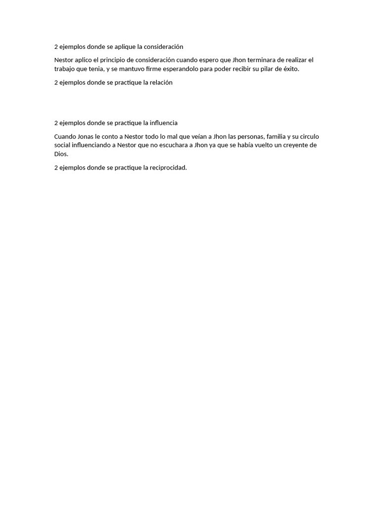 Ejemplos de Consideración en Relaciones | PDF
