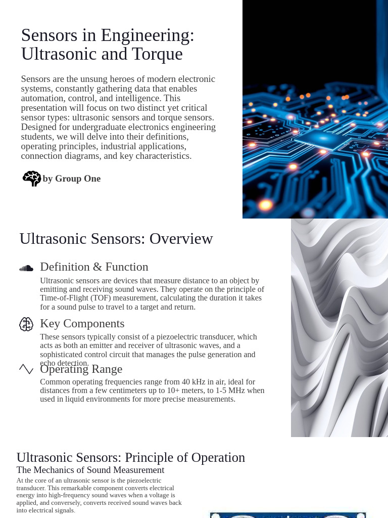 Sensors in Engineering Ultrasonic and Torque | PDF | Sensor | Ultrasound