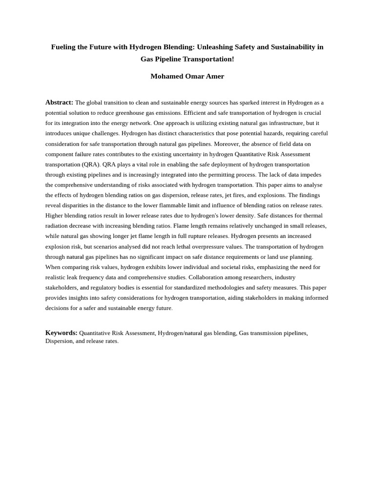 Hydrogen Blending Safety in Gas Pipelines | PDF | Risk | Natural Gas