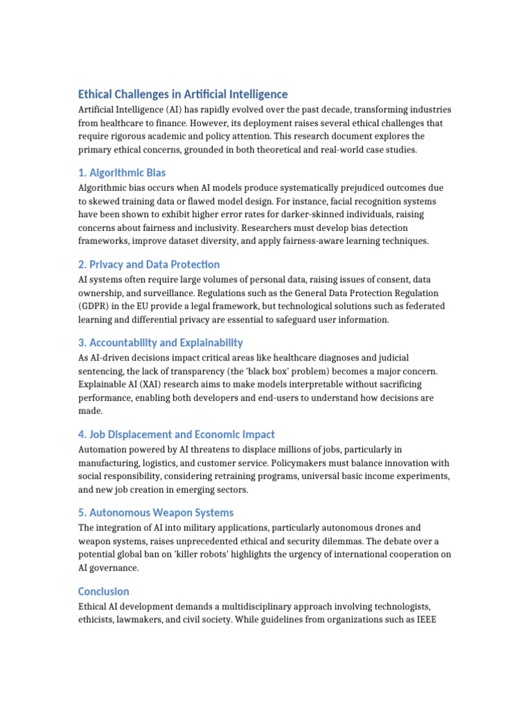 Ethical Considerations in AI Research | PDF | Artificial Intelligence ...