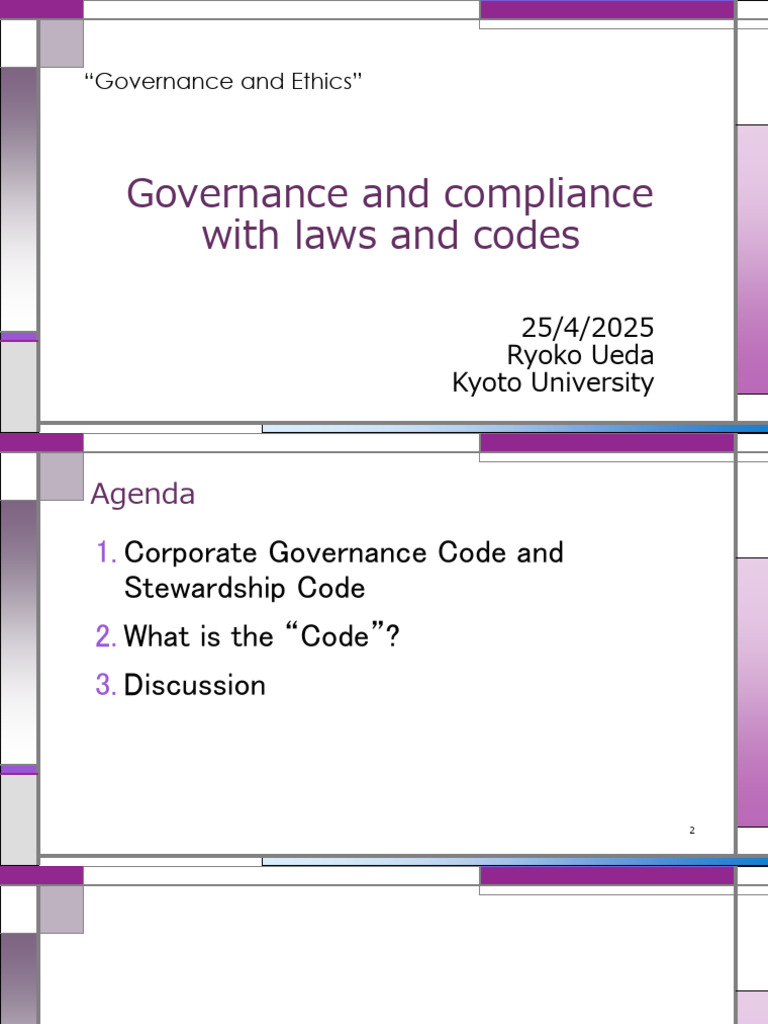 Governance and Ethics Ueda 250425 | PDF | Corporate Governance | Governance