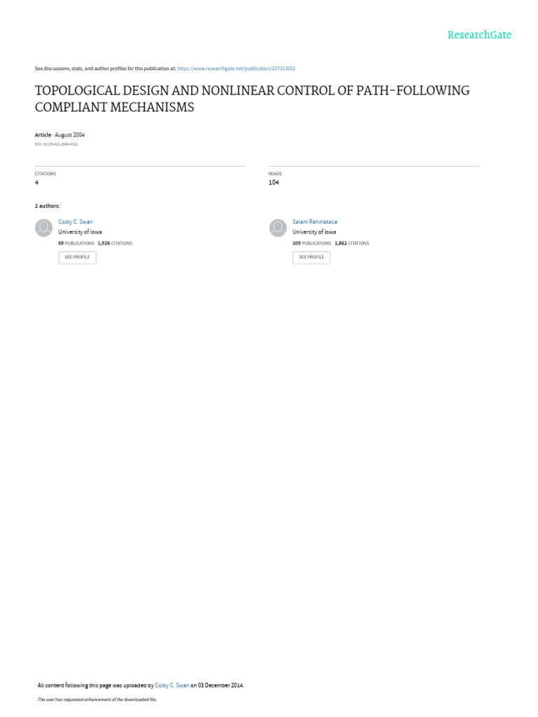 Topological Design of Compliant Mechanisms | PDF | Mathematical ...