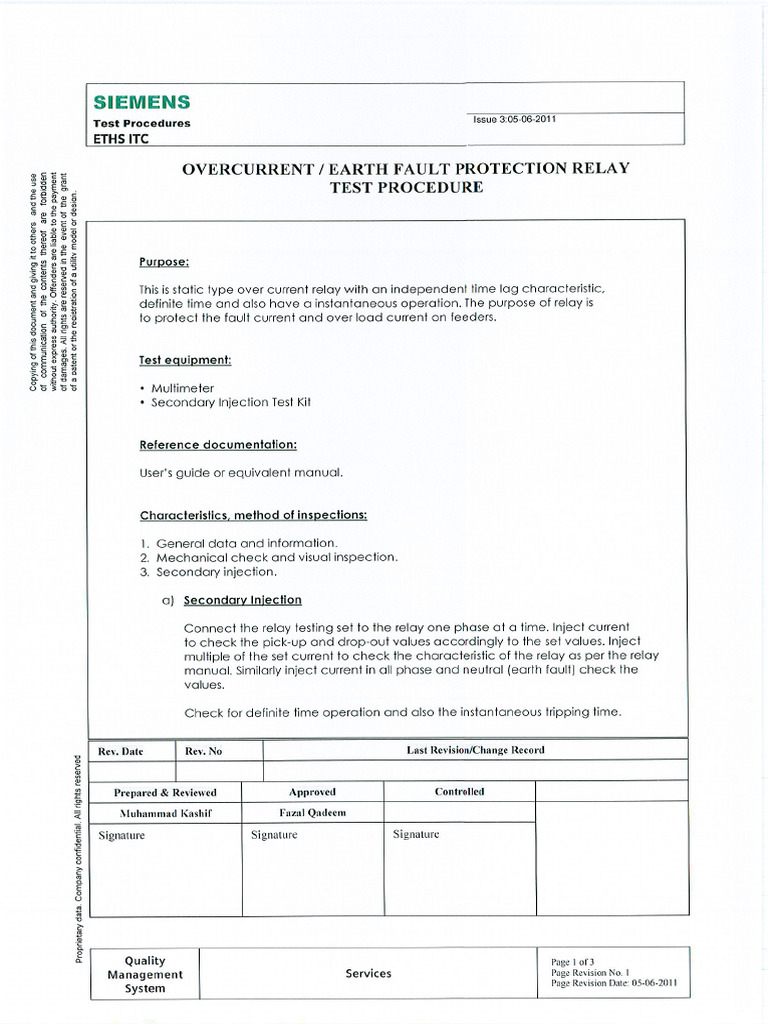 Overcurrent - Earth PRT Relay | PDF