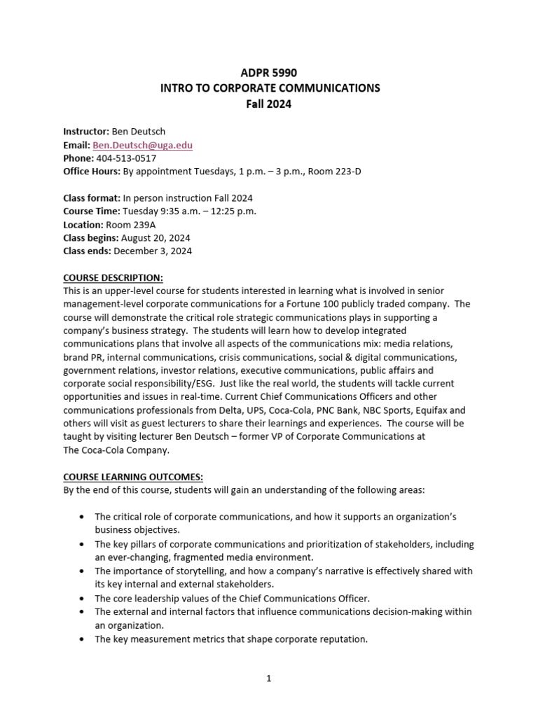 Deutsch ADPR 5990 F24 Syllabus | PDF | Communication | Turnitin