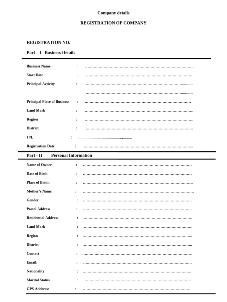 Company Registration and Owner Details | PDF