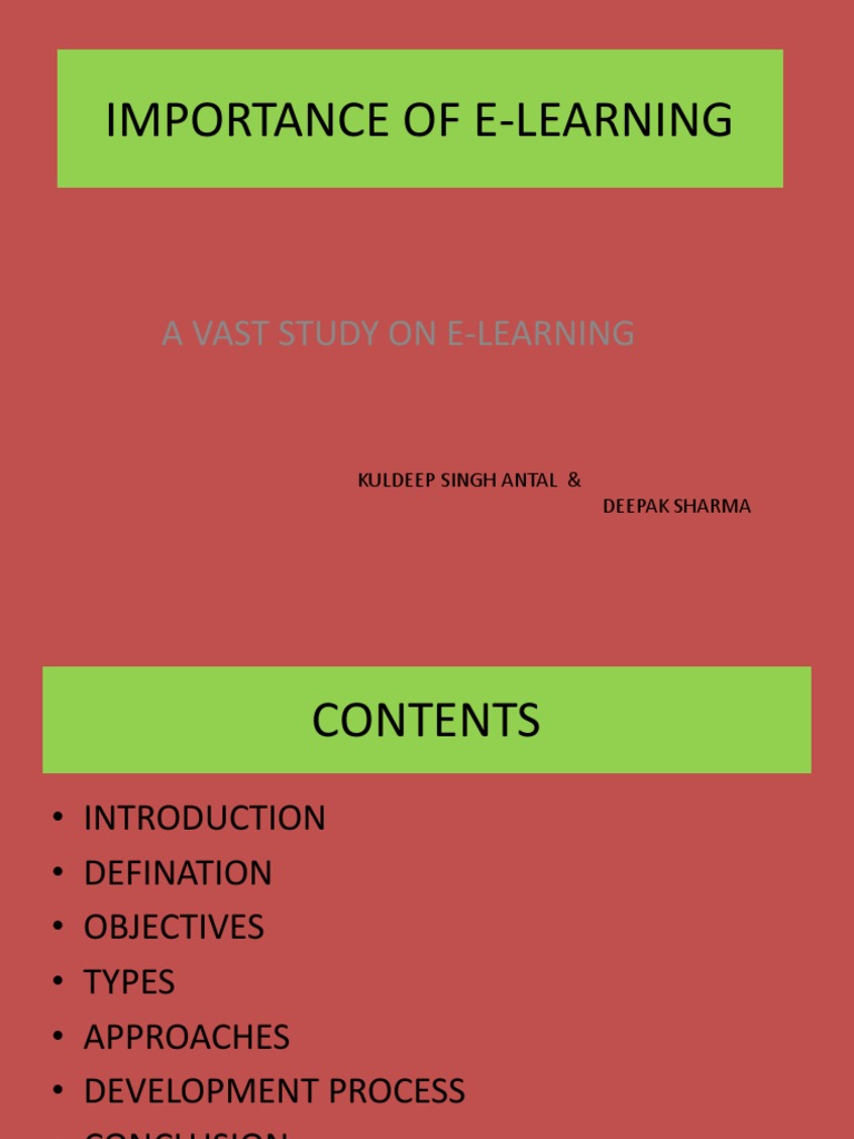 Importance of ELearning PDF Educational Technology Learning