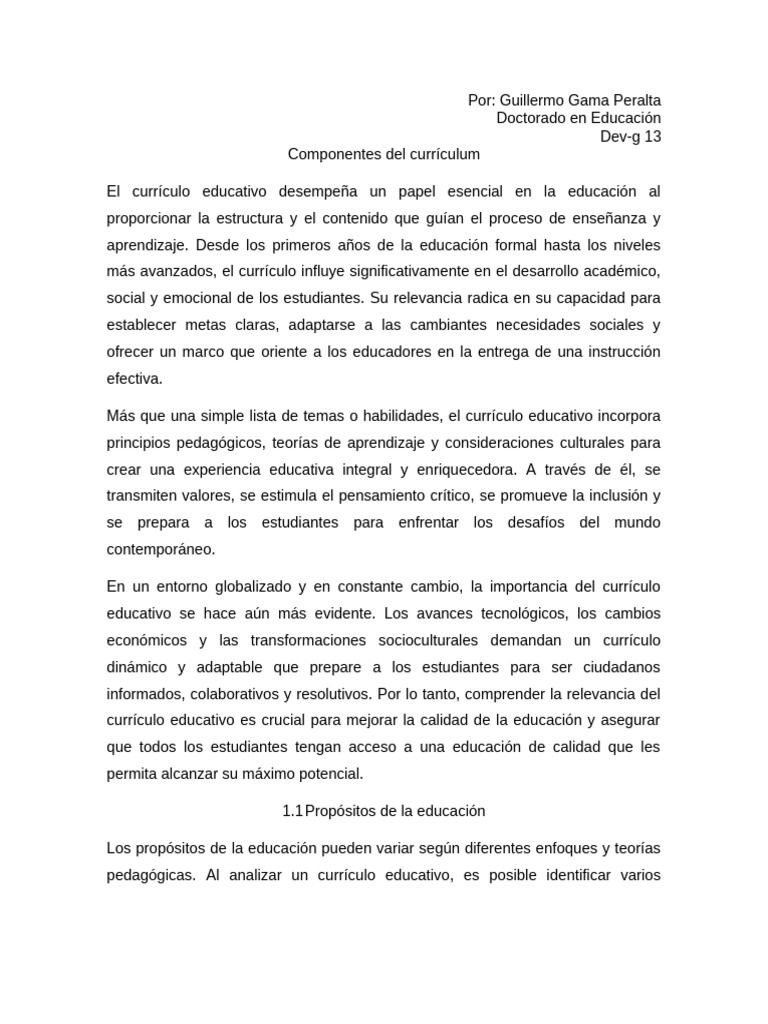 Importancia del Currículo Educativo | PDF | Plan de estudios | Evaluación