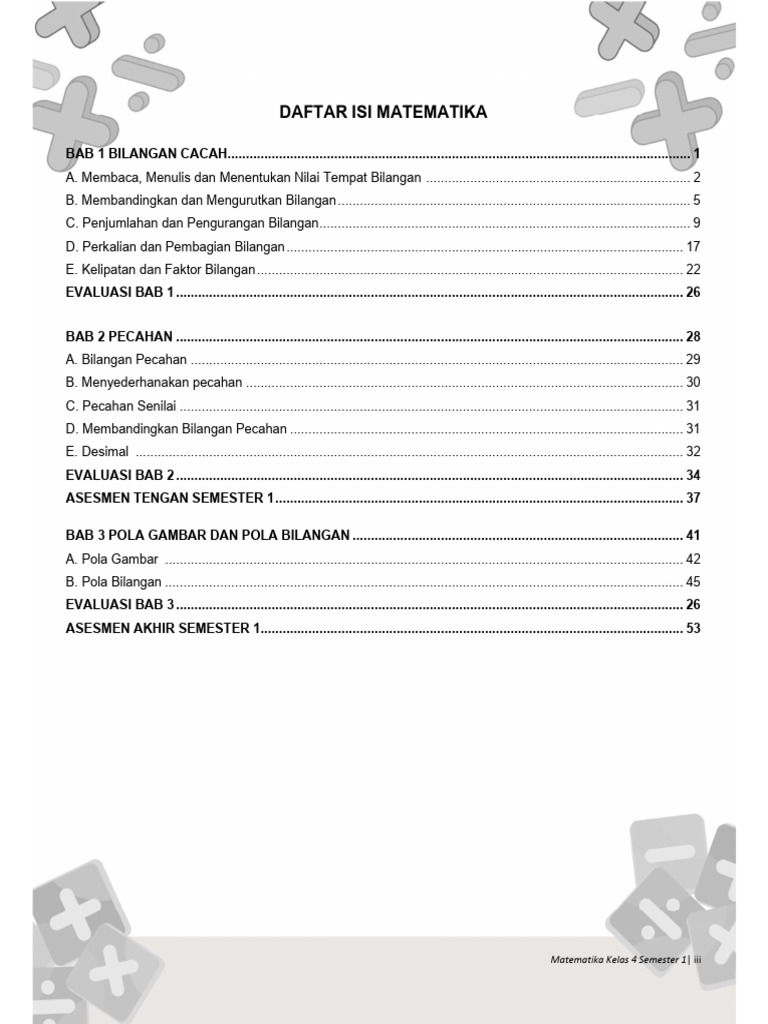 Materi Matematika Kelas 4 Semester 1 | PDF