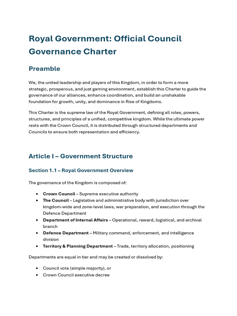 Royal Government Governance Charter | PDF | Impeachment | United States ...
