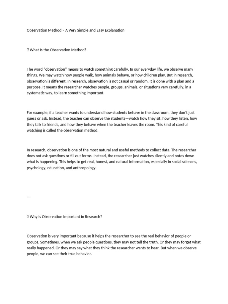 Simple Guide to Observation Methods | PDF | Thought | Observation