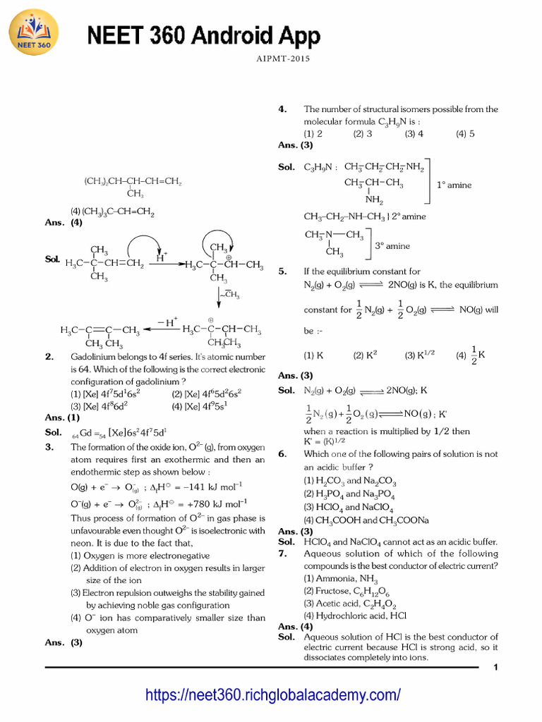NEET 2015 Question | PDF