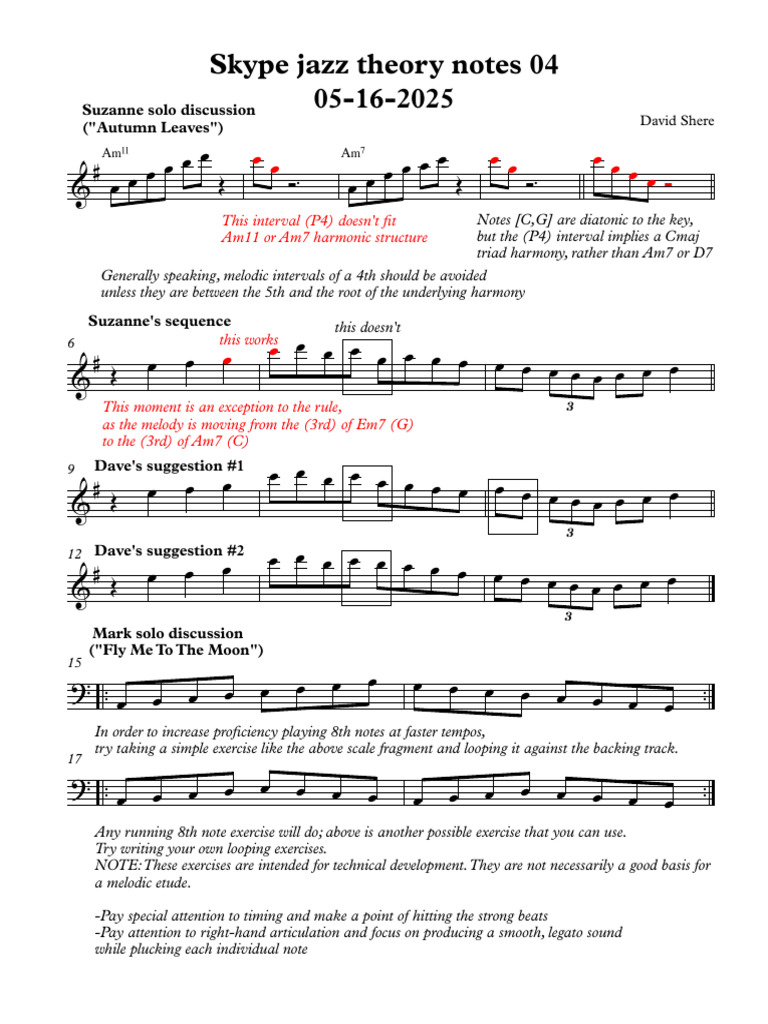Skype Jazz Theory Notes | PDF | Harmony | Interval (Music)
