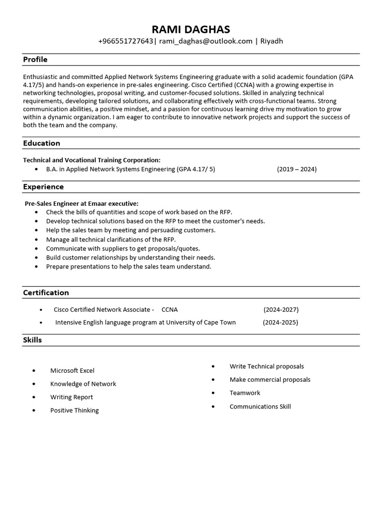 Applied Network Systems Engineer Profile | PDF