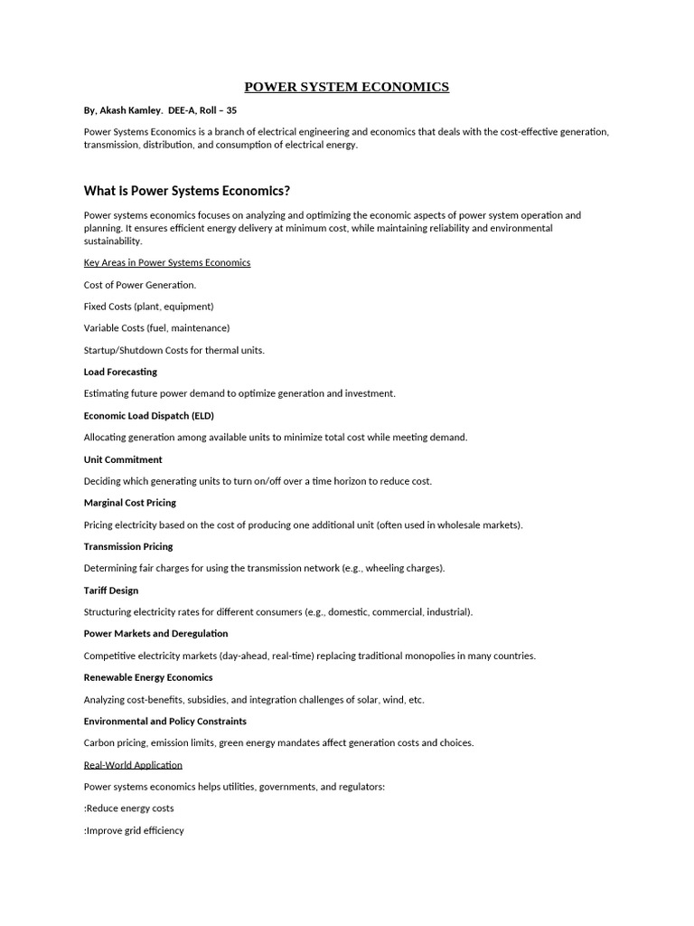 Fundamentals of Power System Economics | PDF | Electricity Generation ...