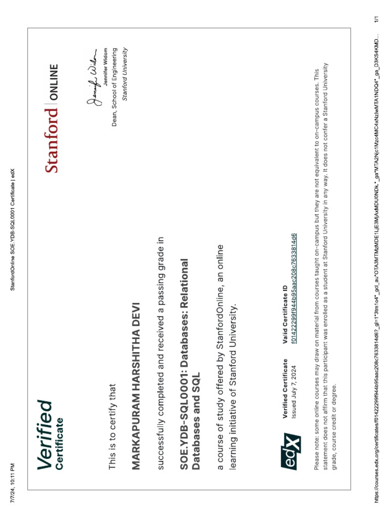 EDX Certificate | PDF