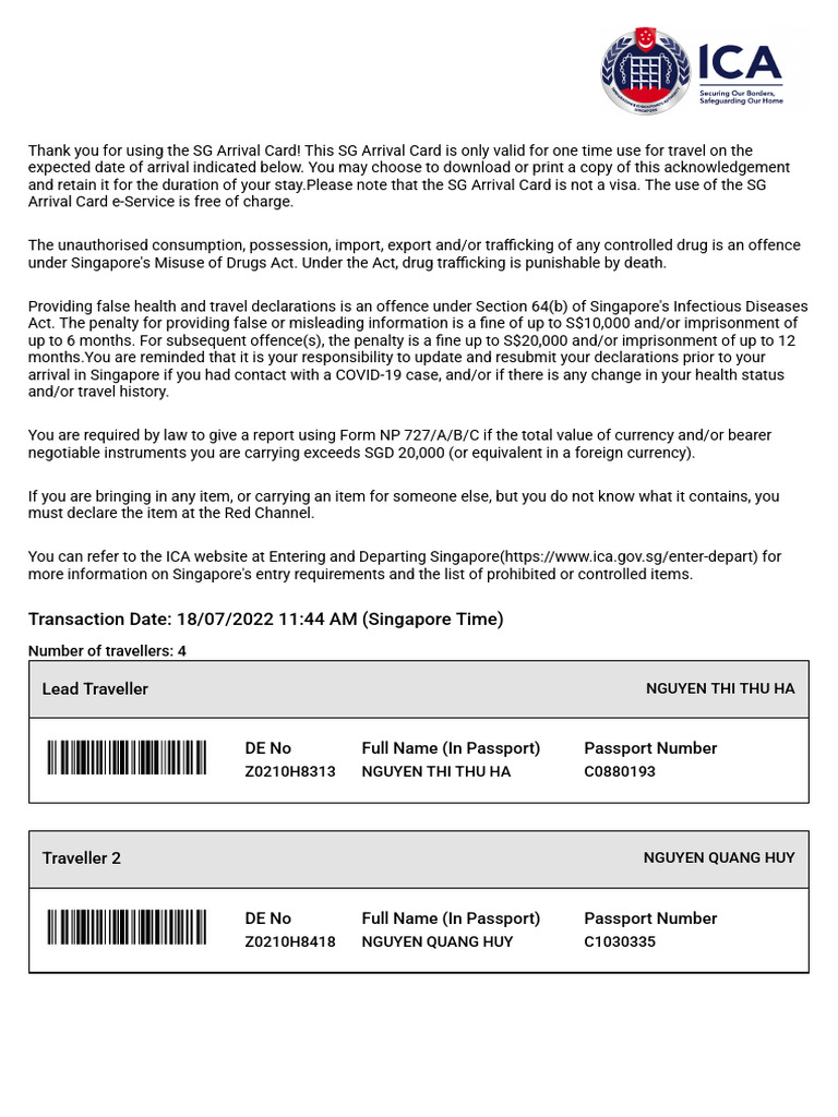 SG Arrival Card and Travel Guidelines | PDF | Vietnam | Hanoi