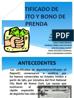 Certificado de Deposito y Bono de Prenda