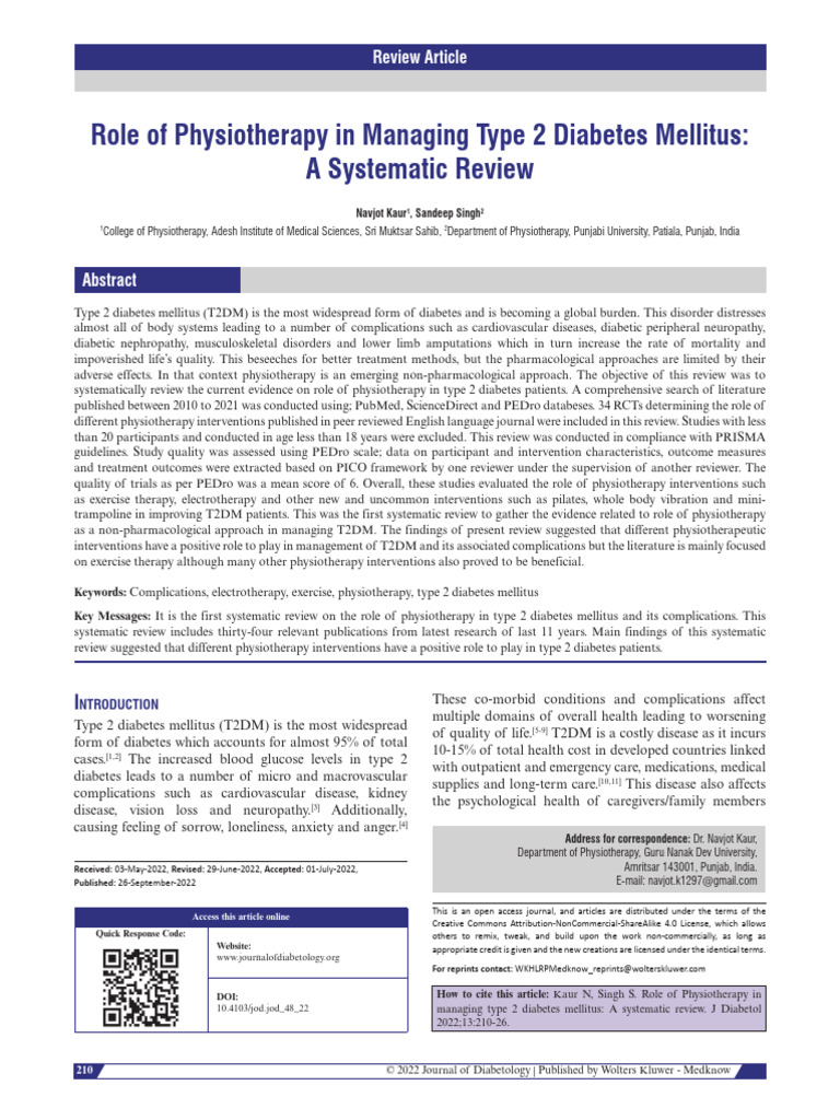 Role of Physiotherapy in Managing Type 2 Diabetes.3 | PDF | Diabetes ...