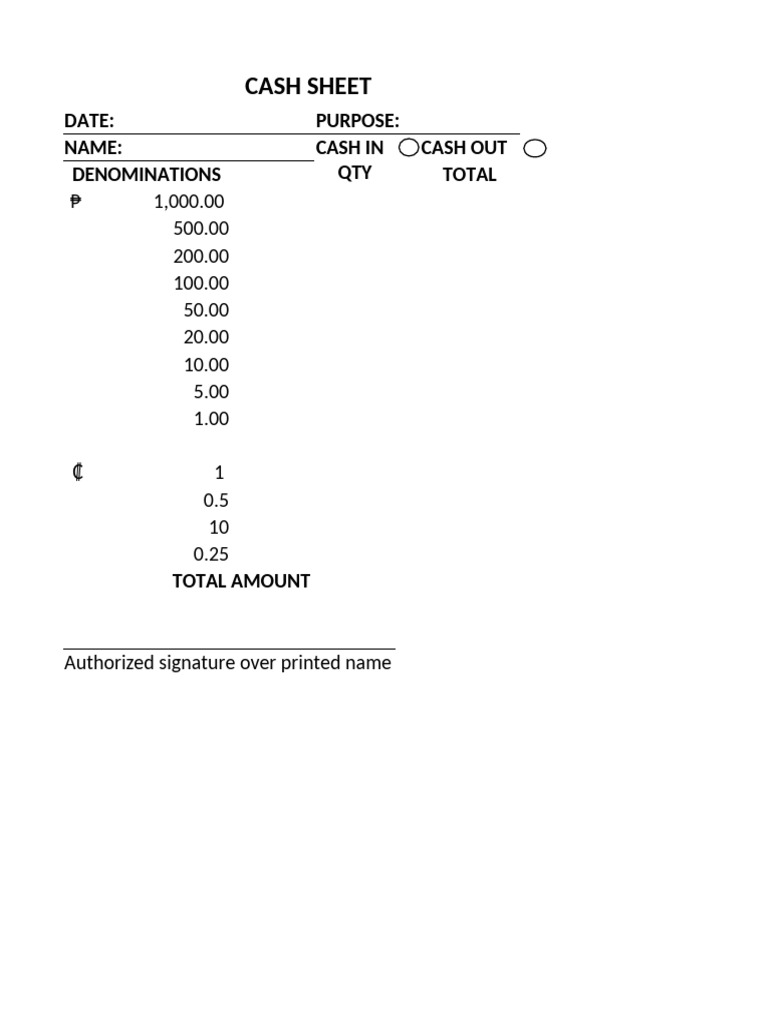 Cash Sheet Overview and Summary | PDF