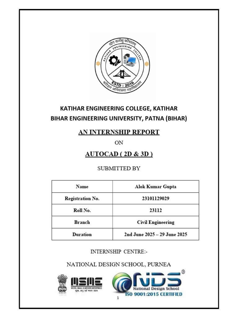 AutoCAD Internship Report Summary | PDF | Auto Cad | Computing
