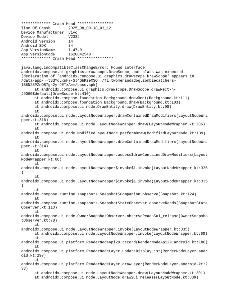 Android Crash Report: IncompatibleClassChangeError | PDF | Arm ...