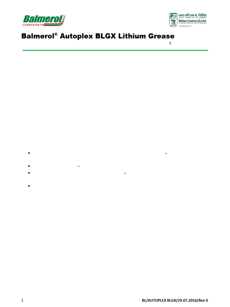Balmerol Autoplex BLGX Automotive Grease | PDF | Bearing (Mechanical ...