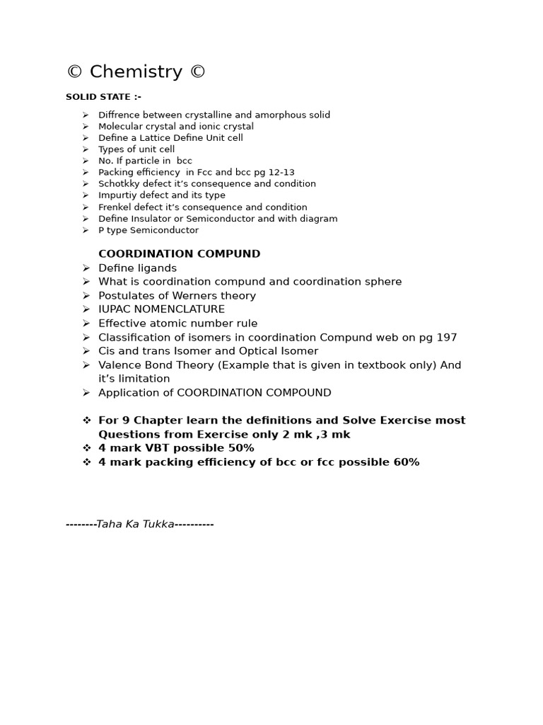Solid State and Coordination Compounds Guide | PDF