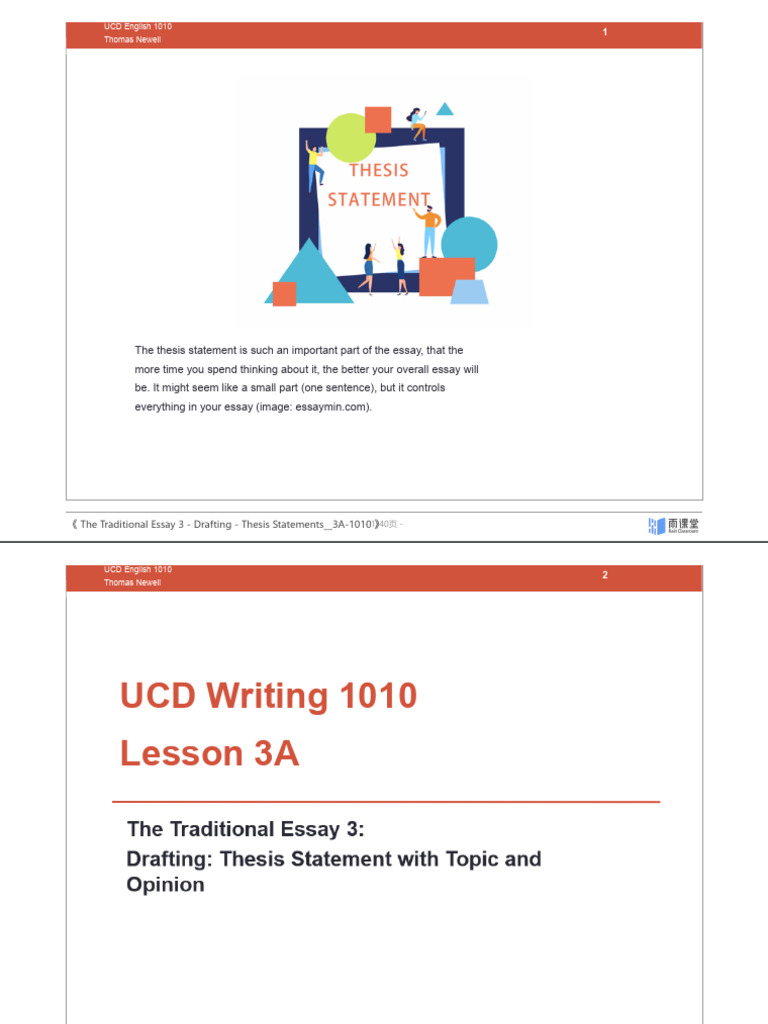 The Traditional Essay 3 - Drafting - Thesis Statements - 3A-1010 | PDF ...