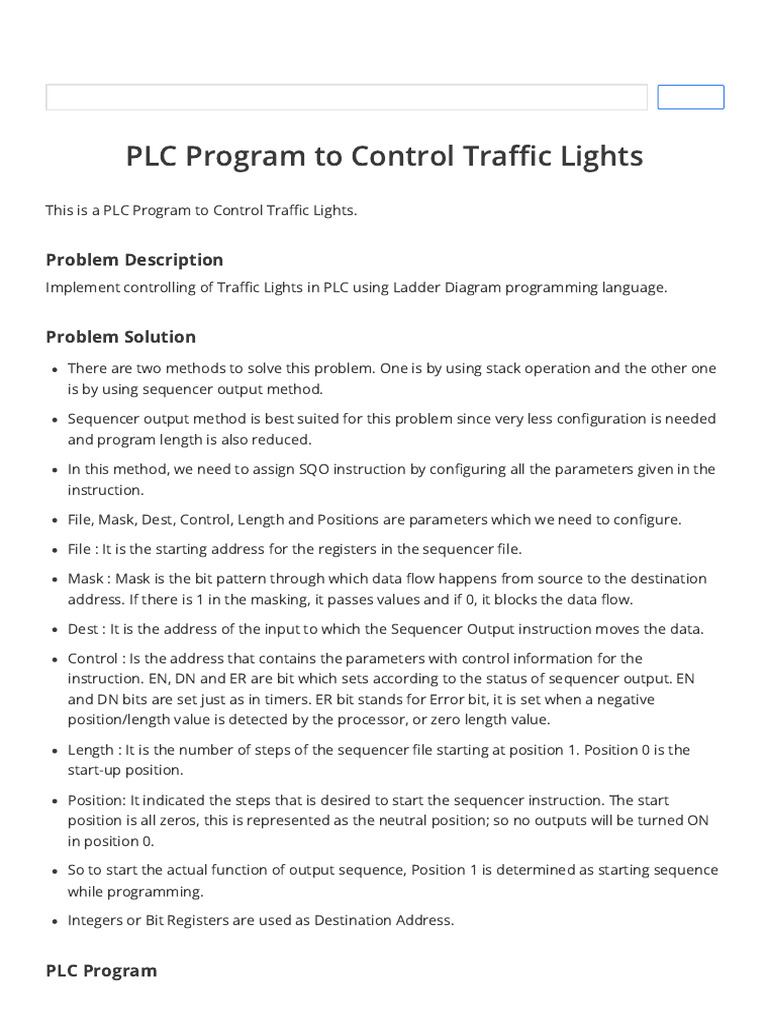 13 - PLC Ladder Logic Traffic Light Control - Sanfoundry | PDF ...