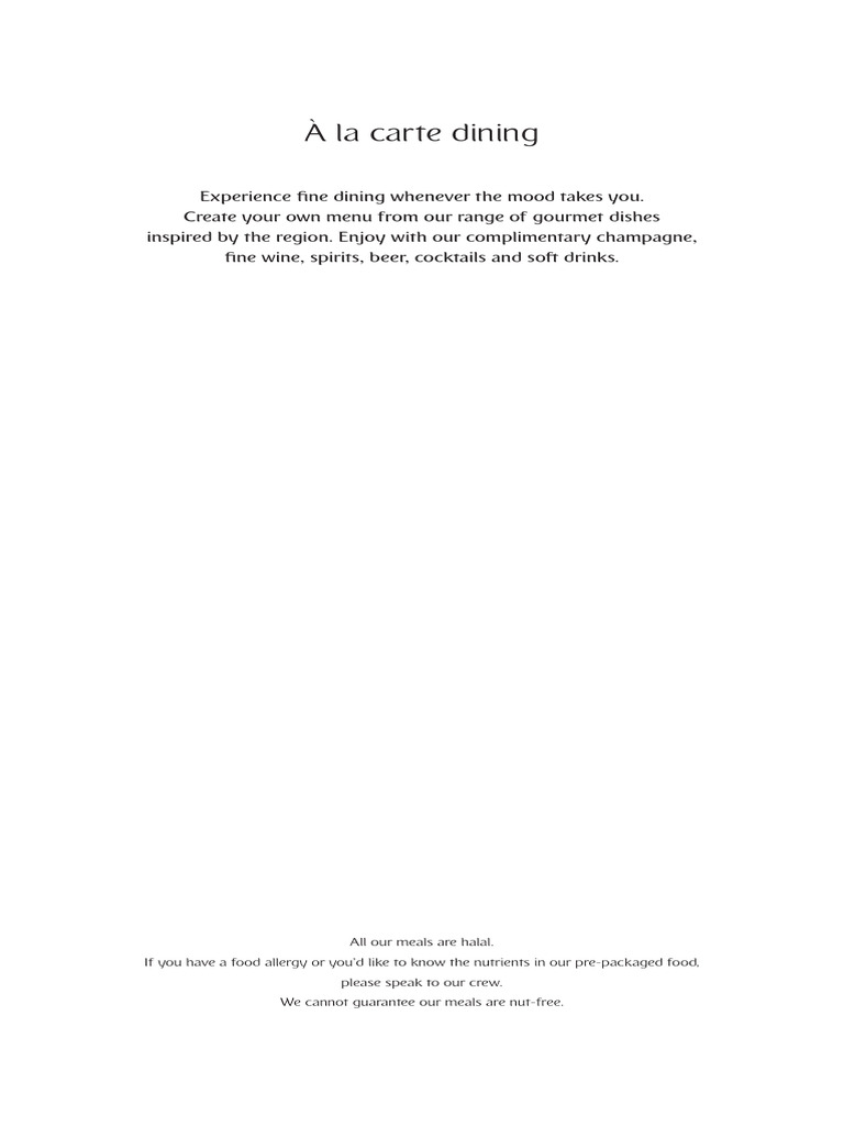 Emirates First Class Dining Menu | PDF | Martini (Cocktail) | Whisky