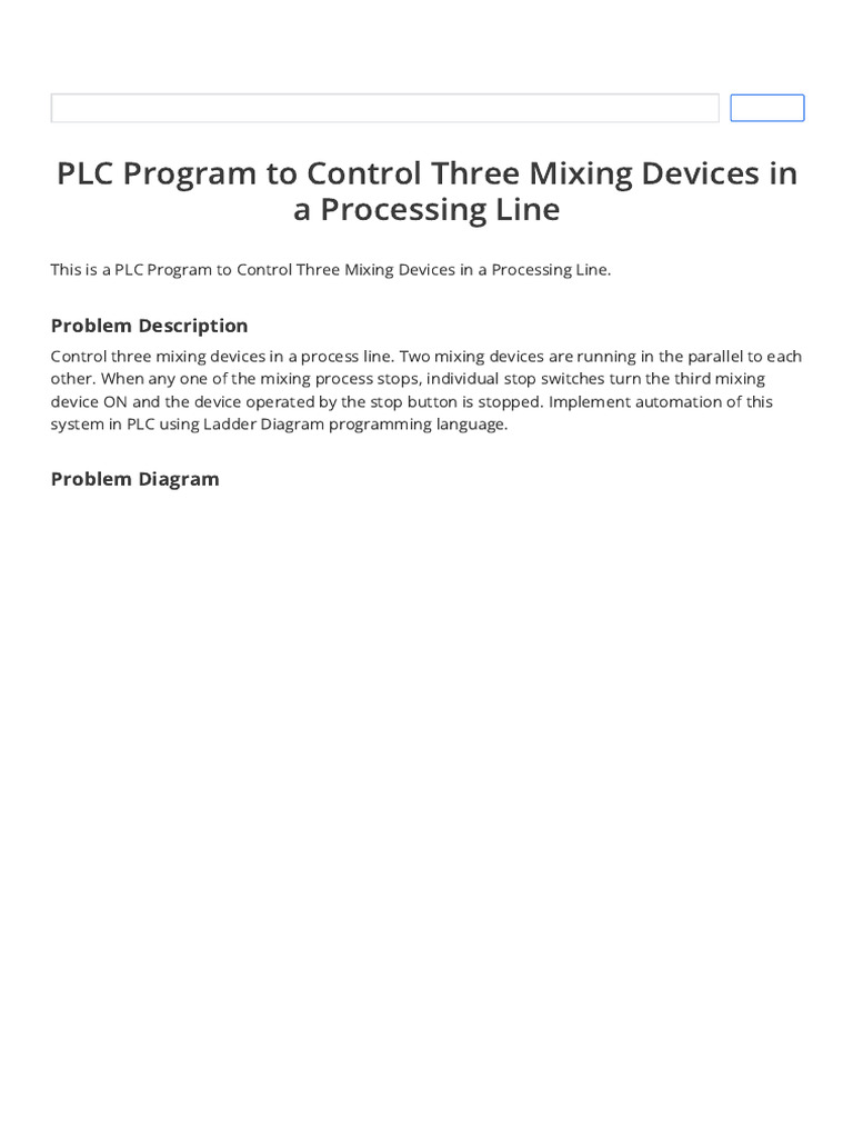 PLC Program for Three Mixing Devices | PDF | Programmable Logic ...
