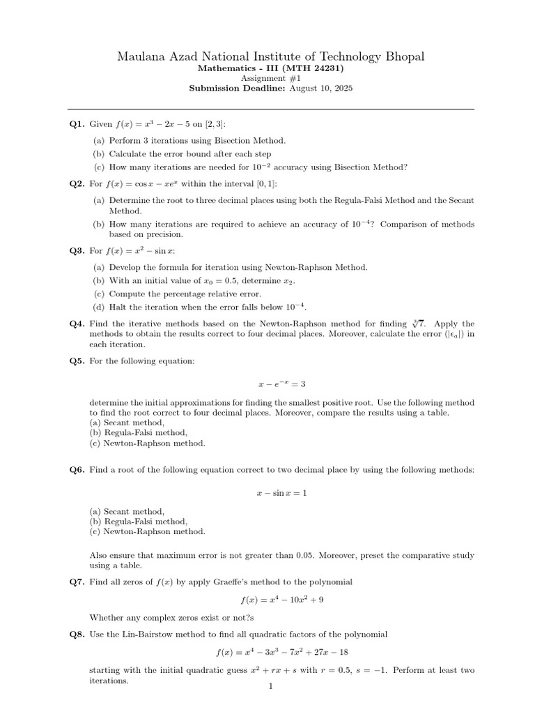 Bisection and Iterative Methods Assignment | PDF | Theoretical Computer ...