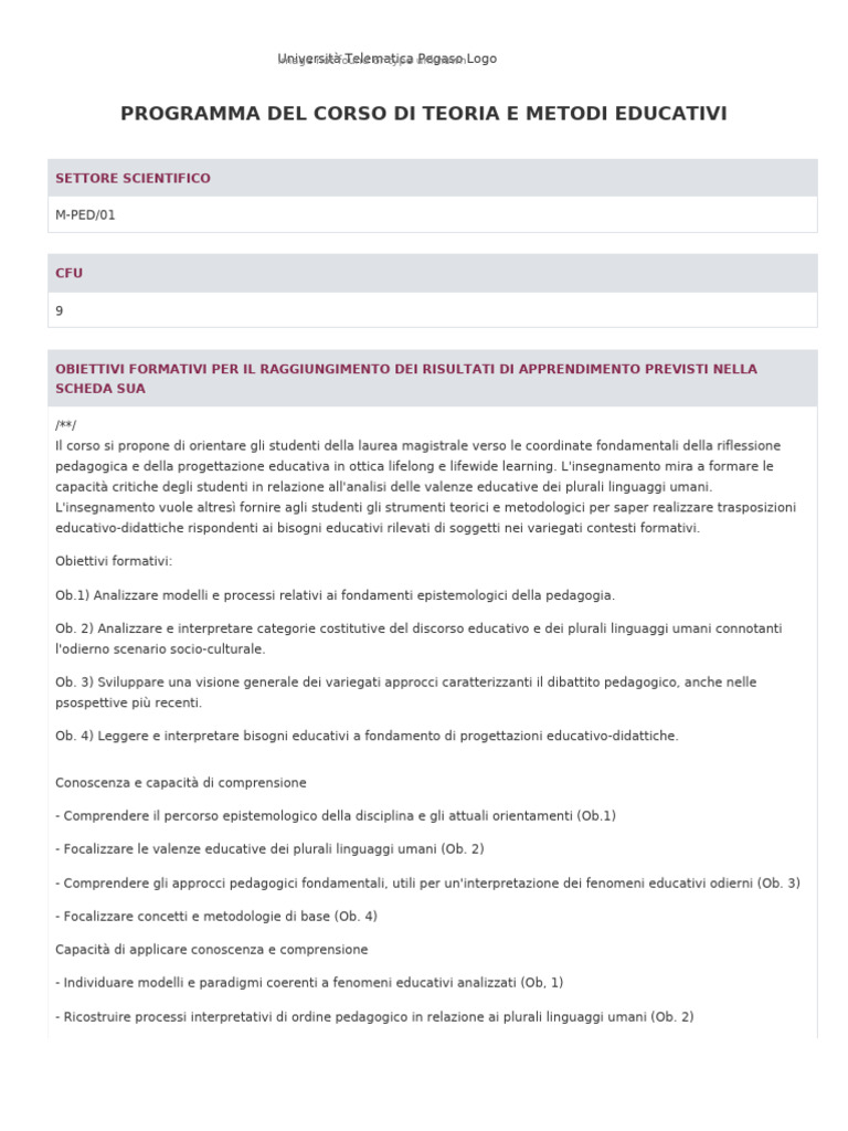 Programma 0142409MPED01 | PDF