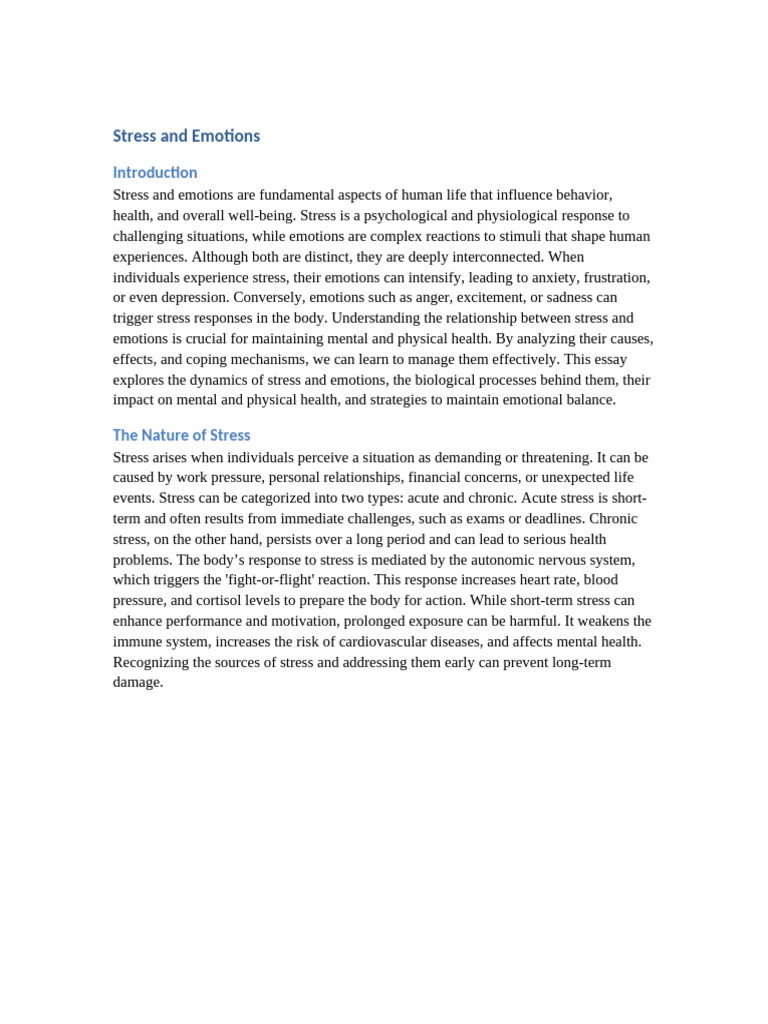 Understanding Stress and Emotions | PDF